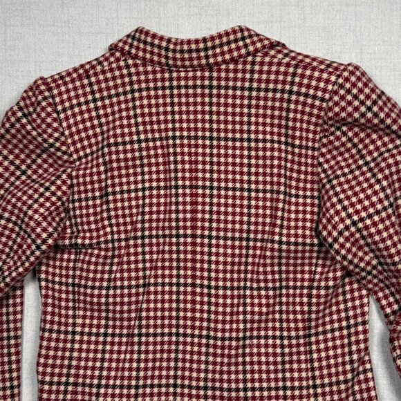 Vintage Saint Laurent Rive Gauche Houndstooth Blazer Red Cream Two Button Sz 44 - Picture 6 of 14